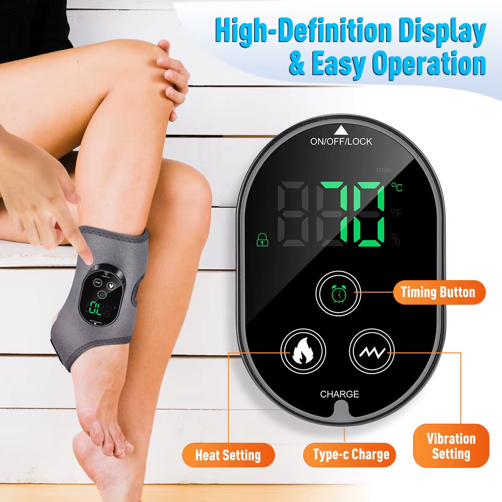 Electric Corless Heating Foot Ankle Massager Protector Winter 6 Heating Levels 3 Vibration Modes Elbow Relax Muscles Recharge