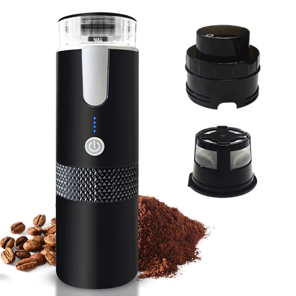 Portable Electric Espresso Coffee Machines 6oz Single Serve Mini Coffee Maker with Cup Coffee Powder and Capsule Bin 1200mAh