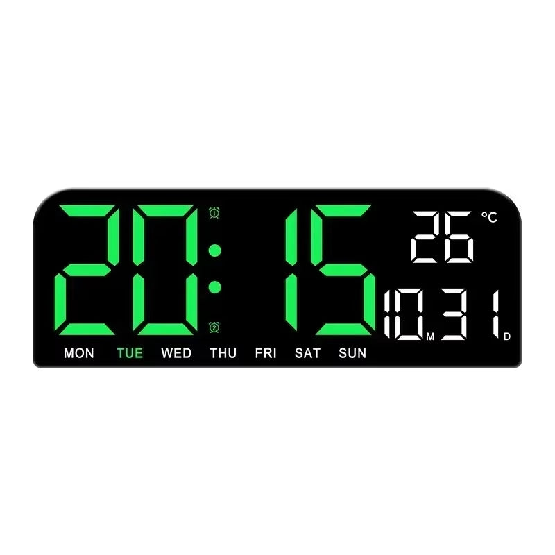 9 Inch Large Digital Wall Clock USB Powered TEMP Humidity Week Auto Dimmer DST Table Clock 12/24H Electronic LED Alarm Clock