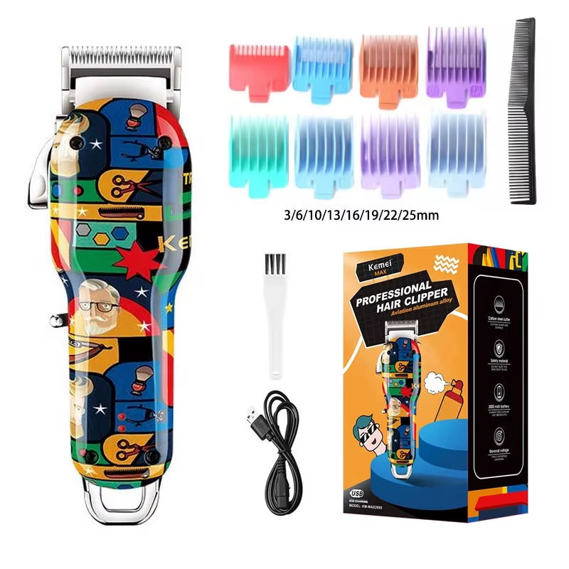 Rechargeable Graffiti Pattern Electric Hair Clipper Professional Barber Trimmer Man Shaver Km-MAX2092 KM-MAX5090 KM-RS7098