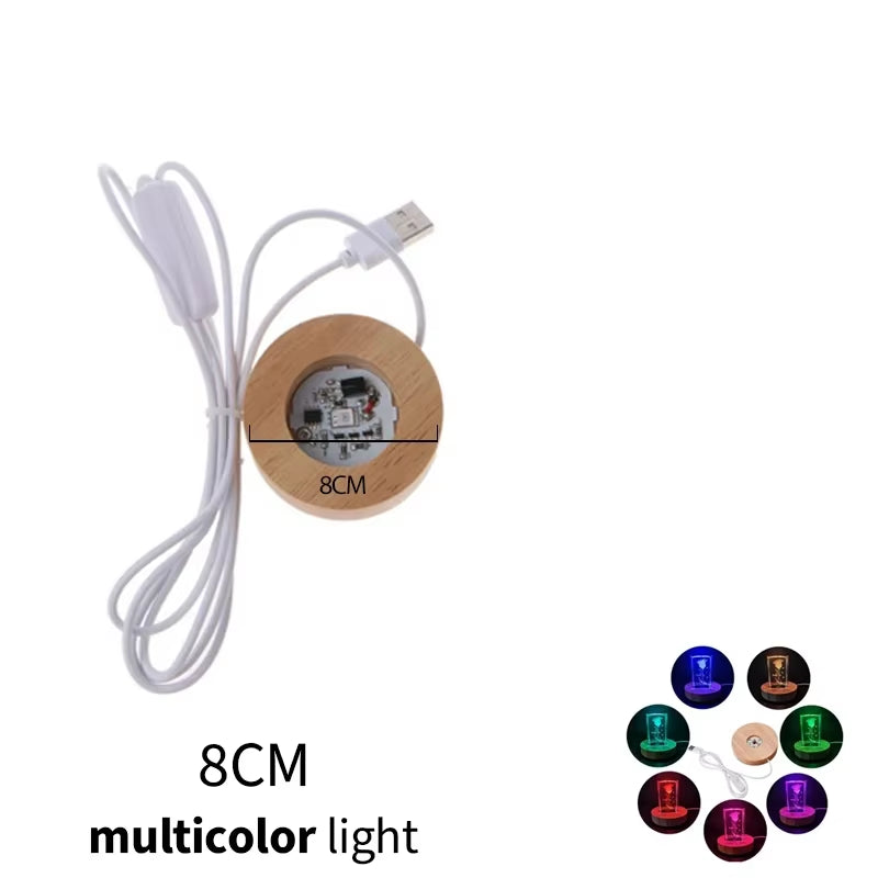 Wood Desktop Decorative Lights Base Night Light Wooden LED USB RGB Display Lamp Display Stand Lamps Holder Art Ornament