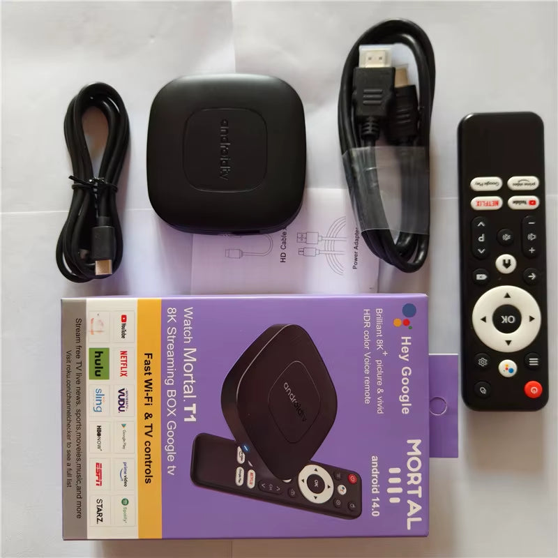 Factory Mortal T1 Android 13.0 OS Smart TV Box Allwinner H313 2GB 16GB Google Assistant Voice Remote Set Top Box PK X96Q MXQ PRO