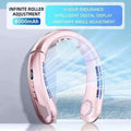 8000mAh Portable Hanging Neck Fan Bladeless Neckband Fan Digital Display Power Air Cooler USB Rechargeable Electric Fan