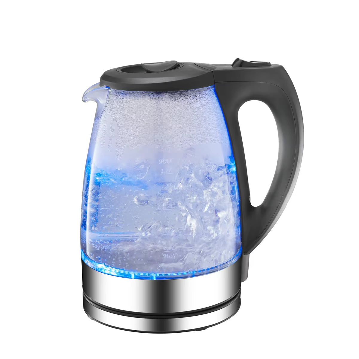 Pcs Blue Light Electric Glass Kettle With Auto Shut Off Function Stay Cool Handle Water Level Indicator Safety Boil Dry