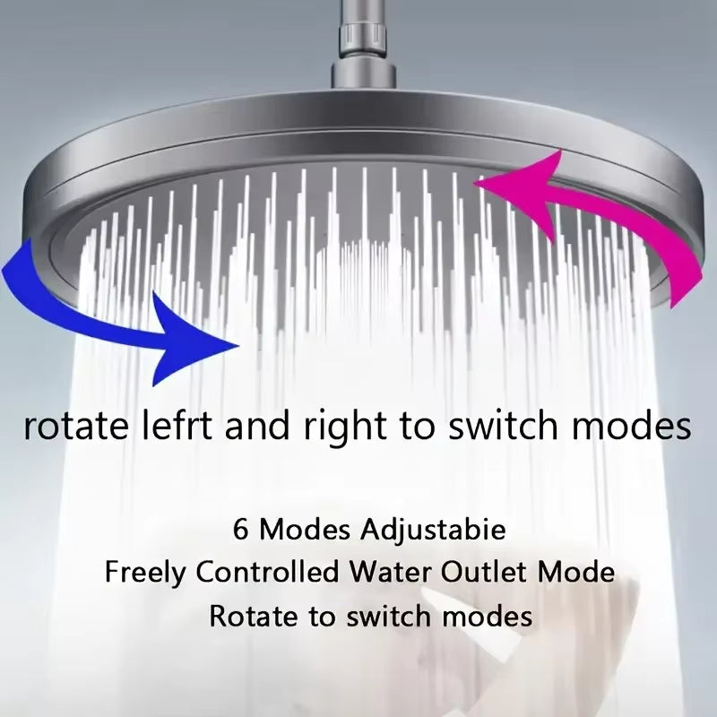 High Pressure Top Rain Shower Heads 6 Modes Rainfall Shower Head Bathroom  Shower Faucet Accessories With Filter
