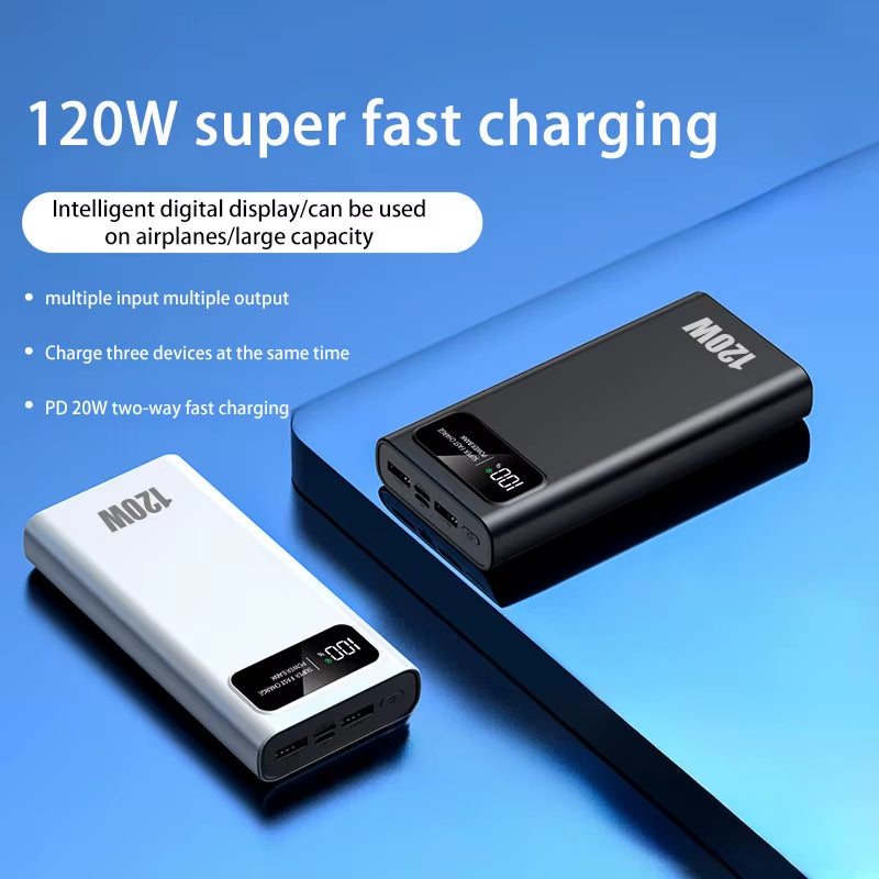 For Xiaomi120W 200000mAh Power Bank Super Fast Charging Battery High Capacity Digital Display PowerBank For iPhone Samsung New