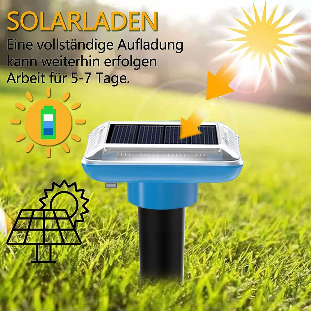 Ground animal repellent, solar-powered, vibrating and beeping repellent, suitable for garden and orchard