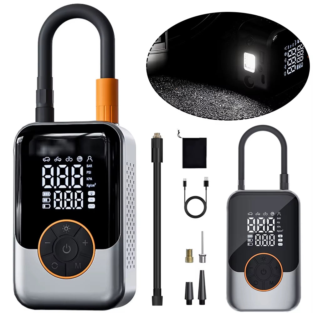 150PSI Portable Car Air Pump Wireless Inflation Pump with Tire Pressure Detection USB Type-C Charging for Car Motorcycle Bicycle