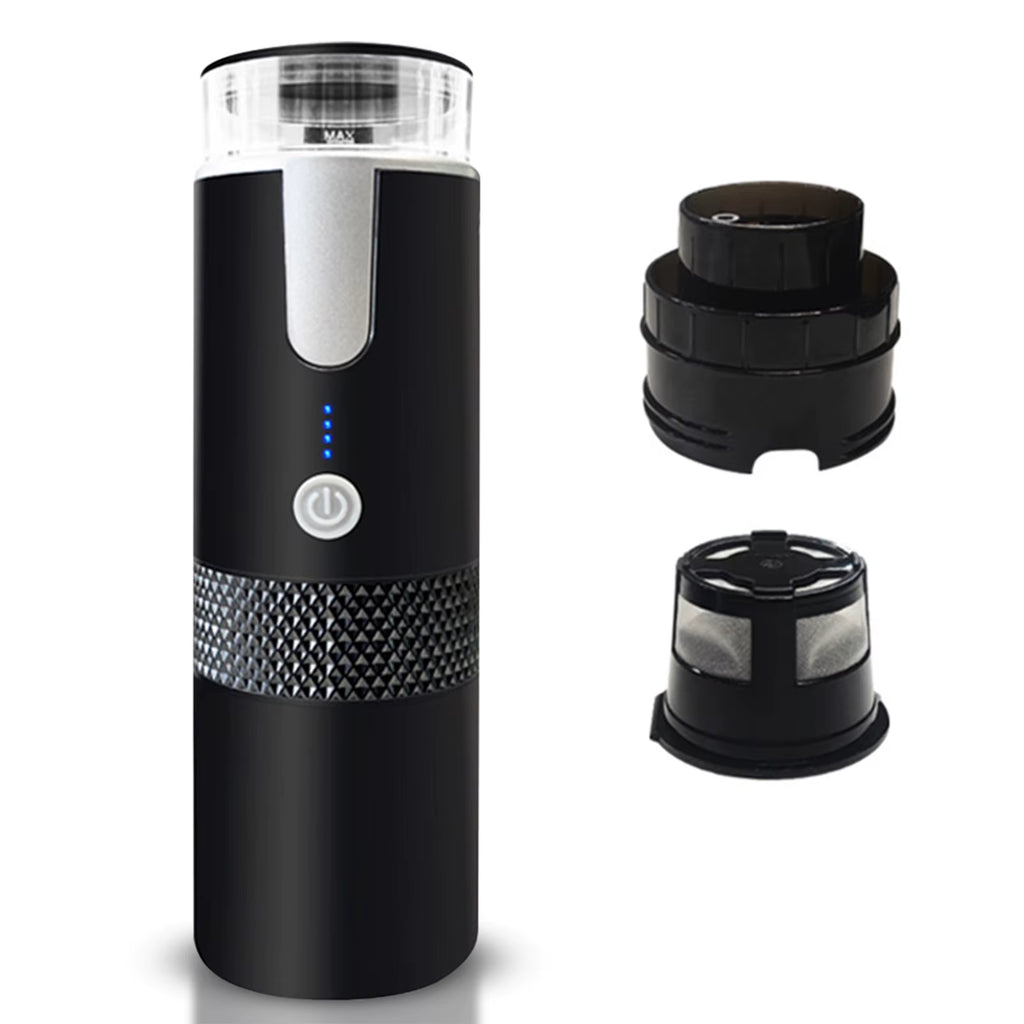 Portable Electric Espresso Coffee Machines 6oz Single Serve Mini Coffee Maker with Cup Coffee Powder and Capsule Bin 1200mAh