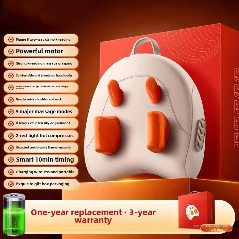 Trapezius Massage Pillow Wireless Electric Car Home Massager Heating Waist Neck Leg Cervical Shiatsu Kneading Rechargeable