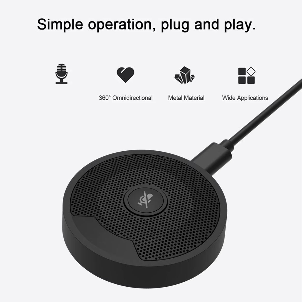 UM10 USB Conference Microphone 360° Omnidirectional Condenser PC Microphones for Video Conference Gaming Chatting