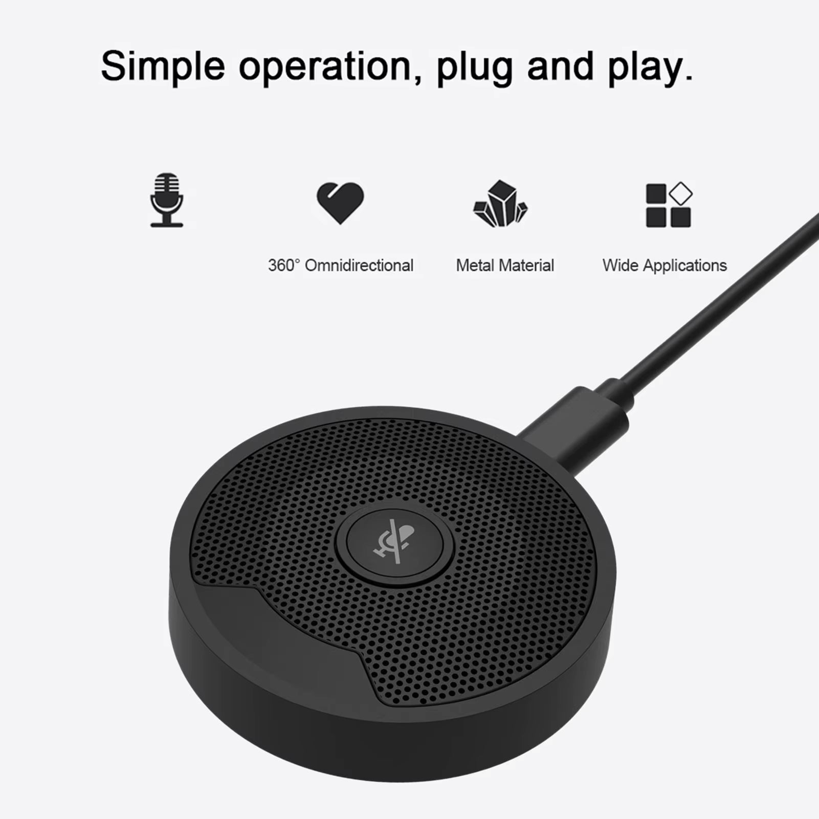 UM10 USB Conference Microphone 360° Omnidirectional Condenser PC Microphones for Video Conference Gaming Chatting