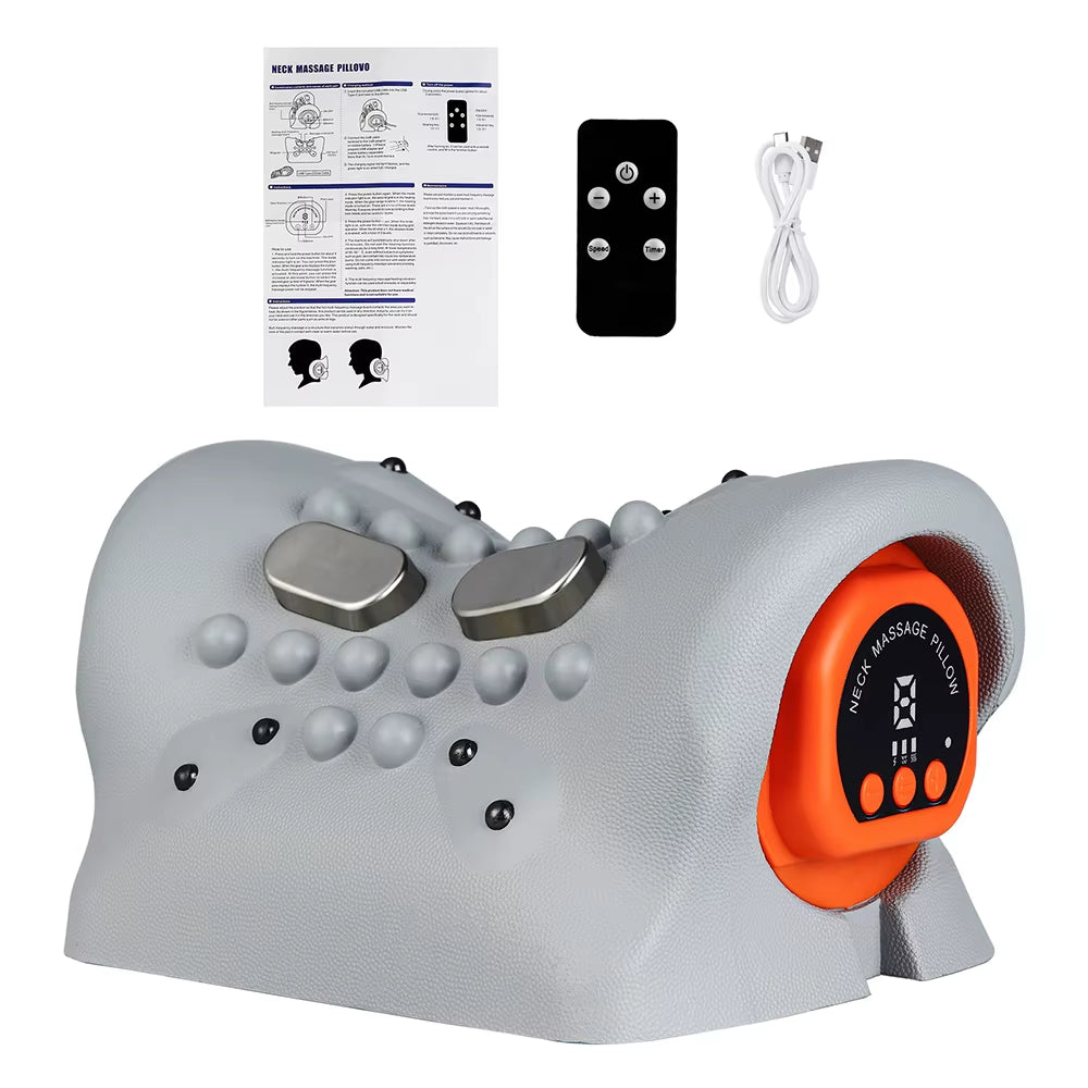 Electric Neck Stretcher Pulse Cervical Traction Massage Pillow Heating Cervical Chiropractic Neck Curvature Straightening Pillow