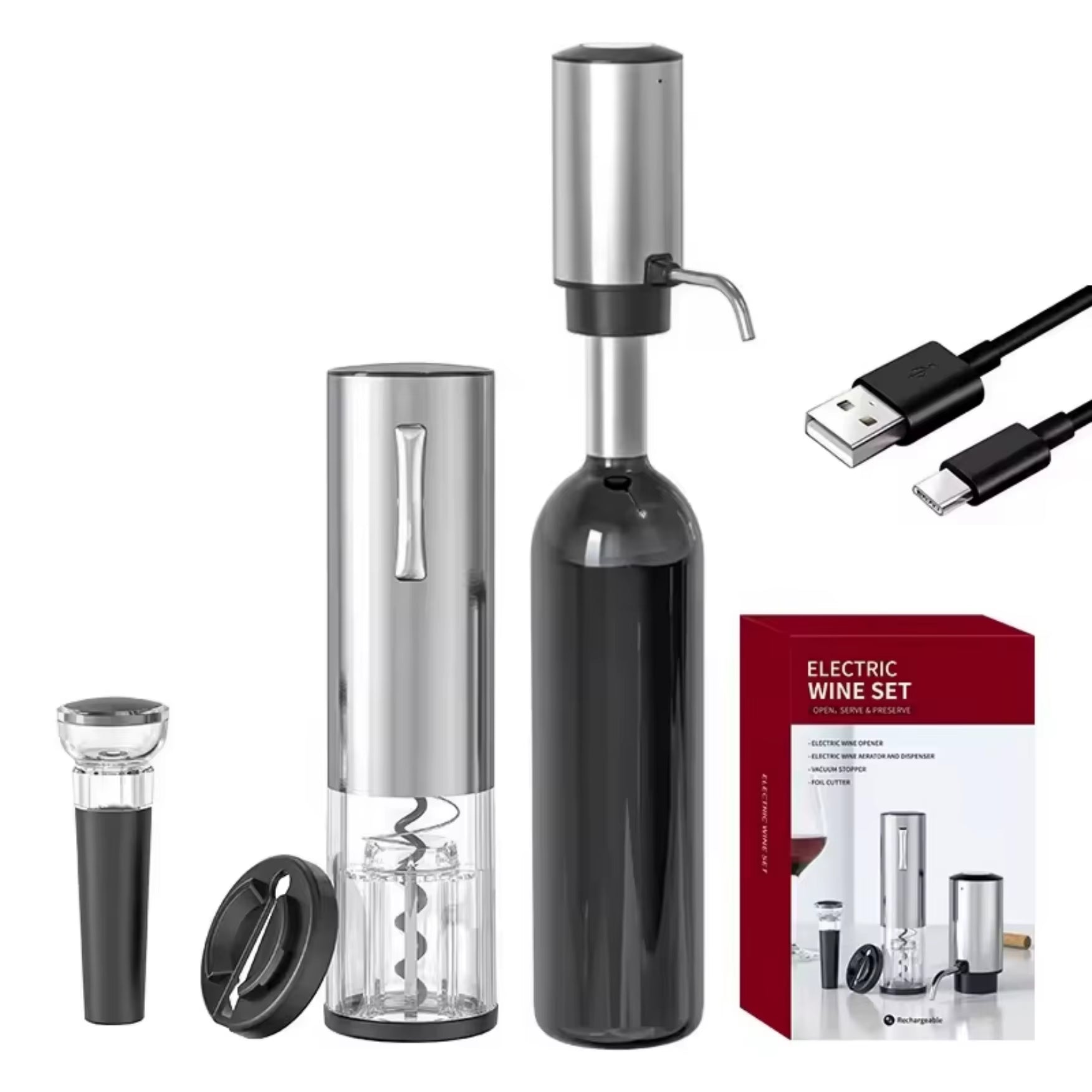 Electric Wine Bottle Opener Automatic Red Wine Corkscrew Wine Opener Wine Tools Kitchen Products Performance Plastic