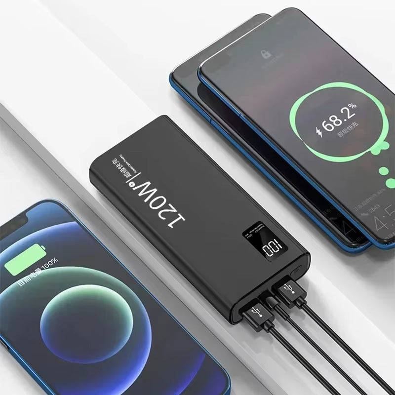 120W Super Fast Power Bank 20000mAh Charging Large Capacity Battery Charging Portable Powerbank For Samsung Huawei