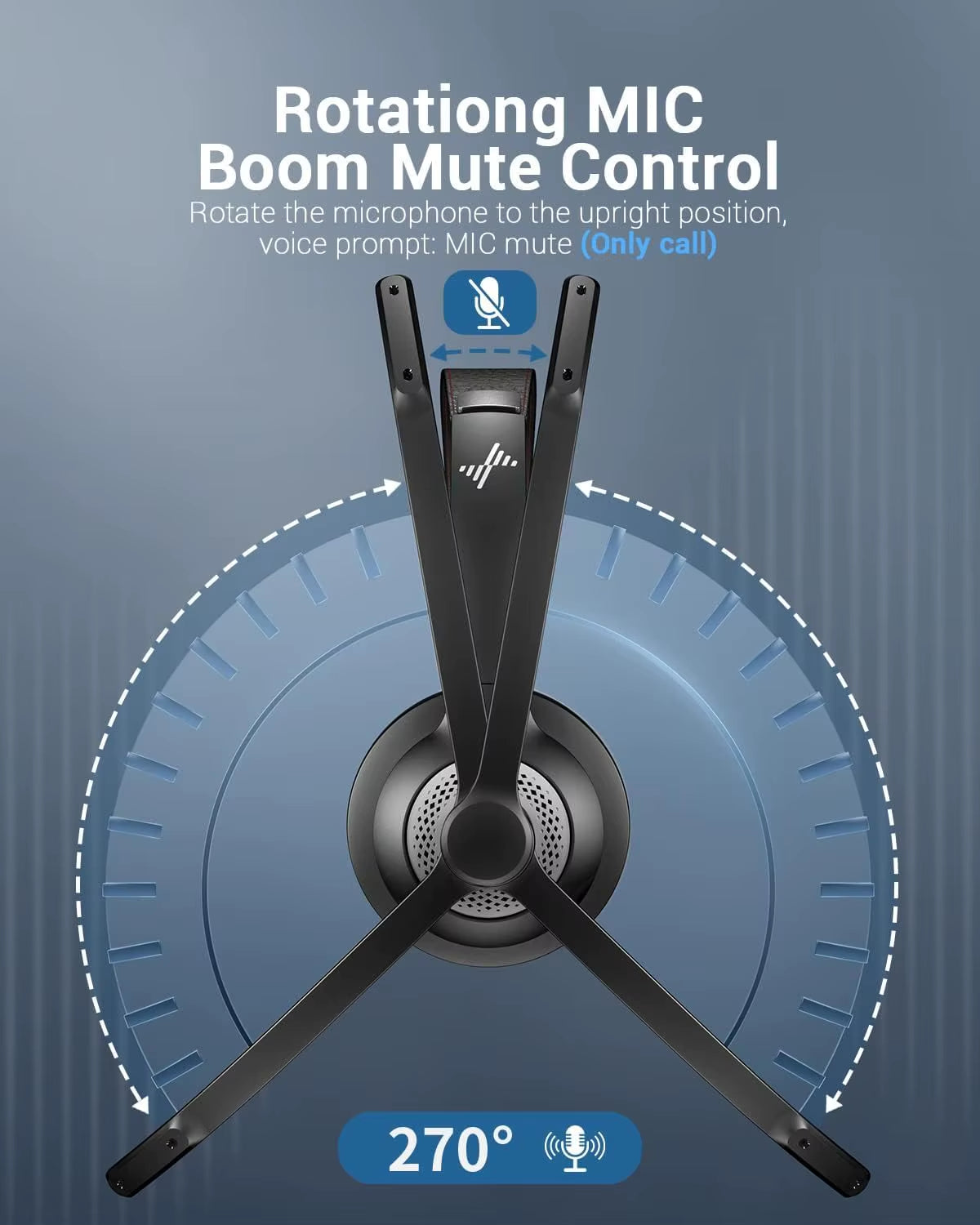 JIAMQISHI EH02P Wireless Headset with AI Noise Cancelling Microphone Headphones Bluetooth V5.2 with USB Dongle,Charging Base