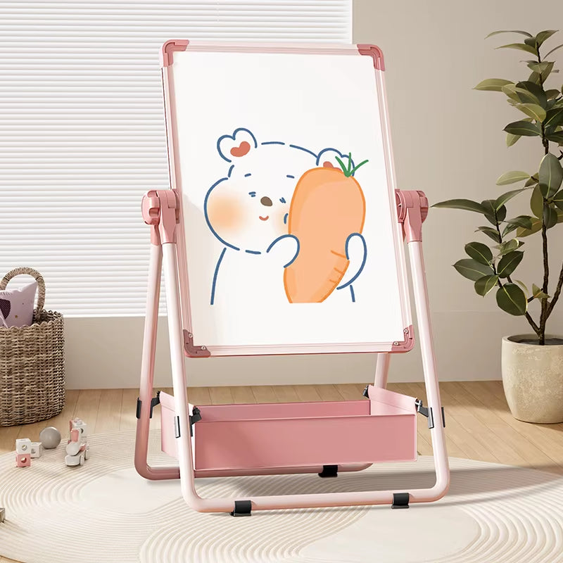 Foldable Easel Style Magnetic Whiteboard Portable Non-Powderly Small Blackboard Chiln's Drawing Board Space-Saving Gift for Kids