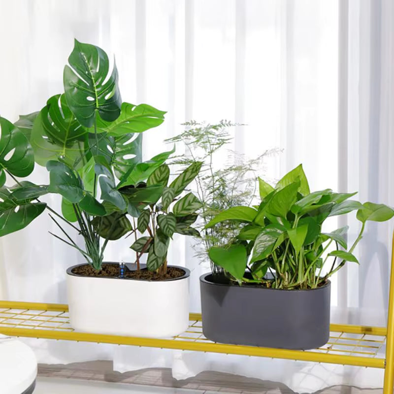 Indoor Plant With Indicator Wooden Leg Flower Containers Anti-slip Breathable Self Watering Pots Lazy Automatic Water Flowerpot