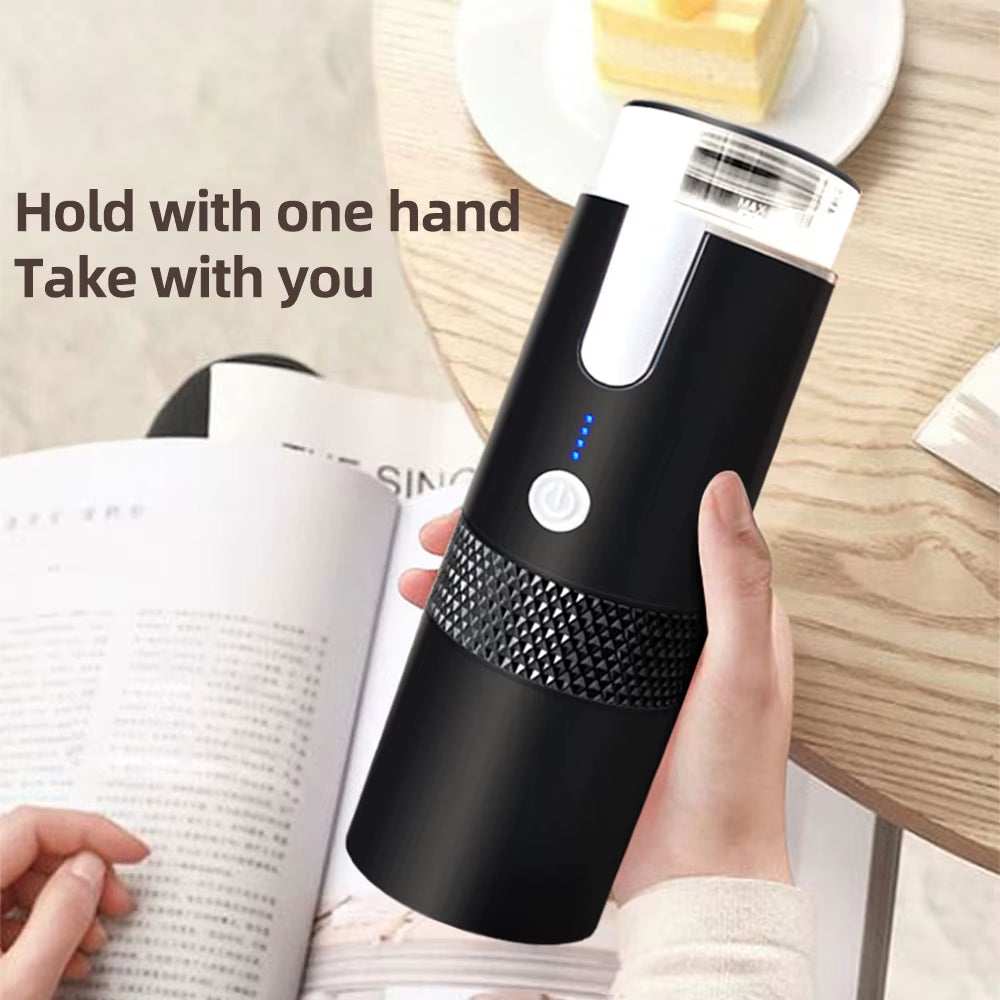 Portable Electric Espresso Coffee Machines 6oz Single Serve Mini Coffee Maker with Cup Coffee Powder and Capsule Bin 1200mAh