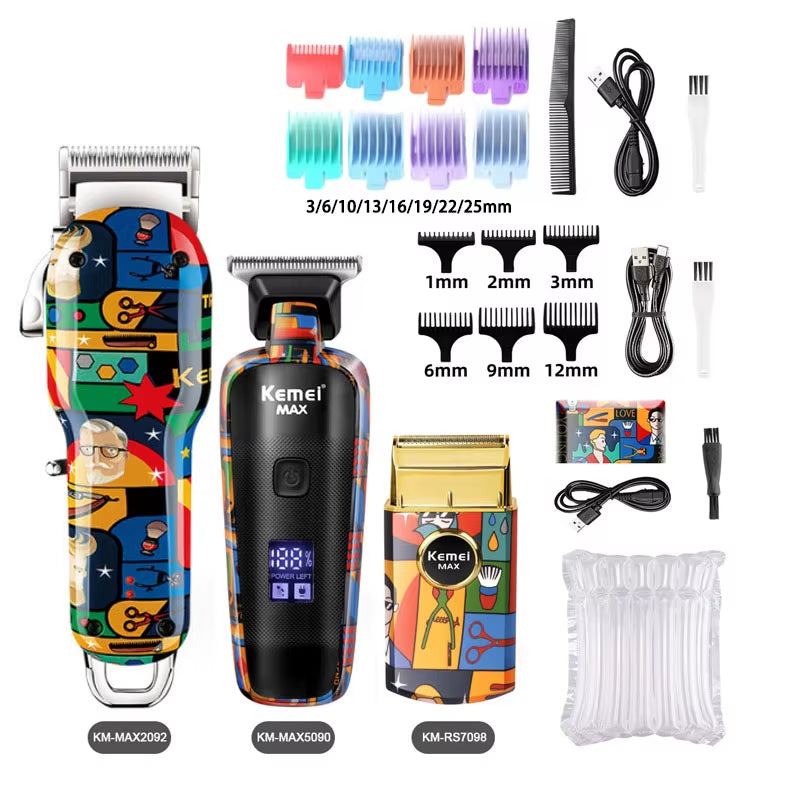 Rechargeable Graffiti Pattern Electric Hair Clipper Professional Barber Trimmer Man Shaver Km-MAX2092 KM-MAX5090 KM-RS7098