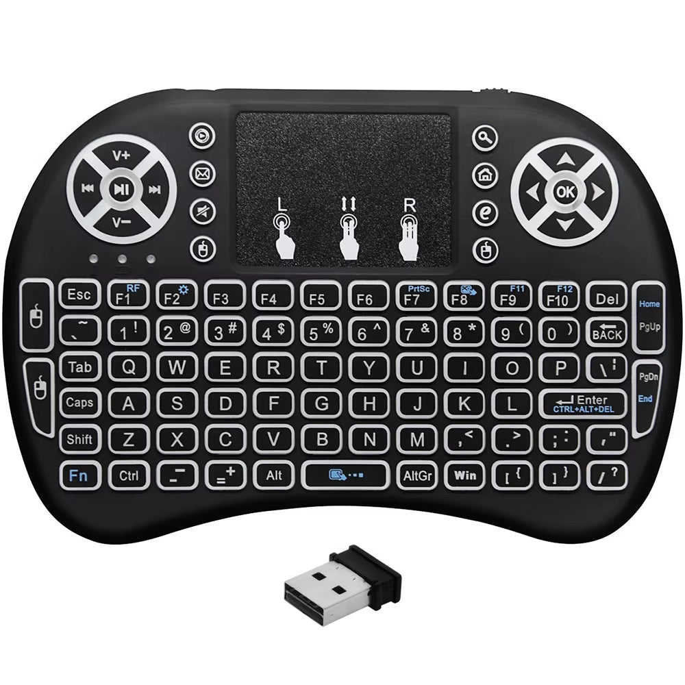 Portable i8 Keyboard 7 Color Backlit 2.4GHz Mini Wireless Air Mouse Russian English Built-in Lithium Battery Chargable Keyboard