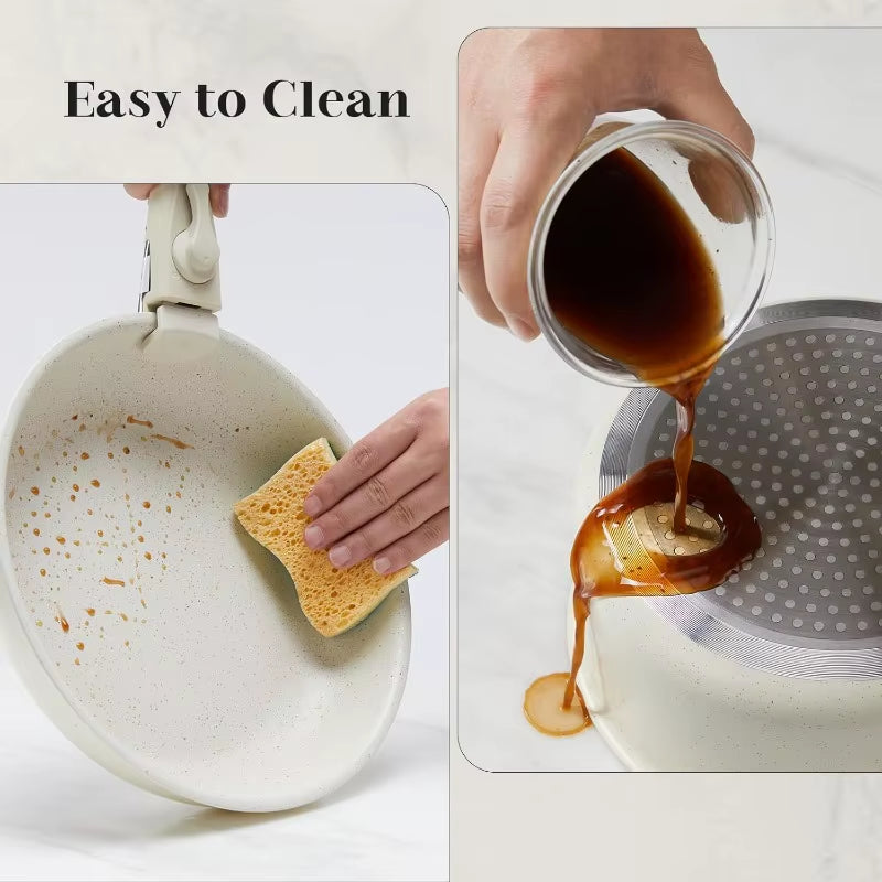 12 pcs Pots and Pans Set, Nonstick Kitchen Induction Cookware Suit with Detachable Handle, Dishwasher Oven Safe, Mil