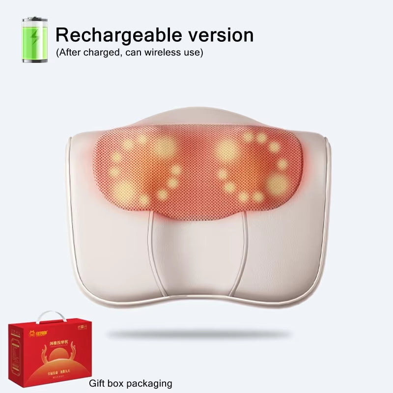 Neck Massage Pillow Cervical Massager Waist Back Shoulder Shiatsu Kneaded Multifunctional Hot Compress Relaxation Gift