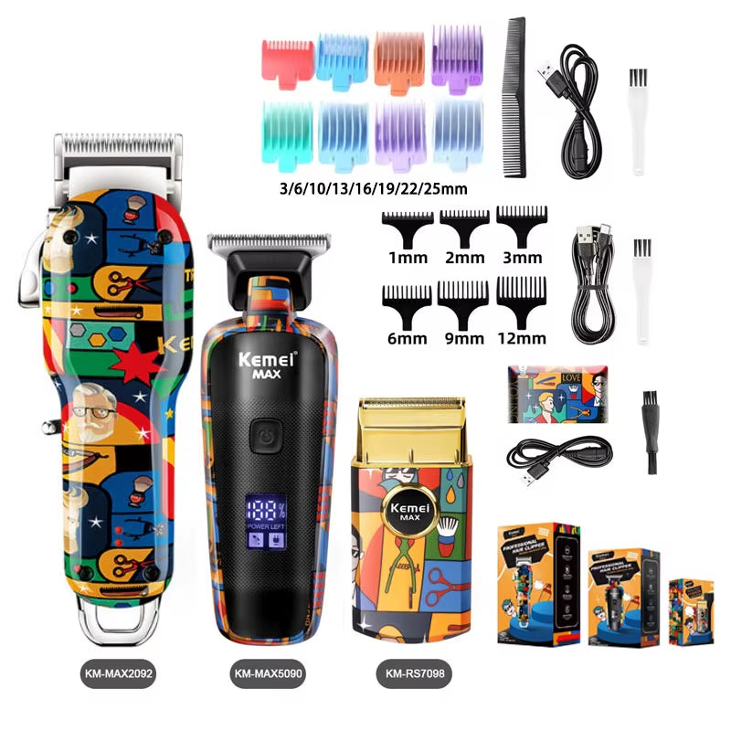 Rechargeable Graffiti Pattern Electric Hair Clipper Professional Barber Trimmer Man Shaver Km-MAX2092 KM-MAX5090 KM-RS7098