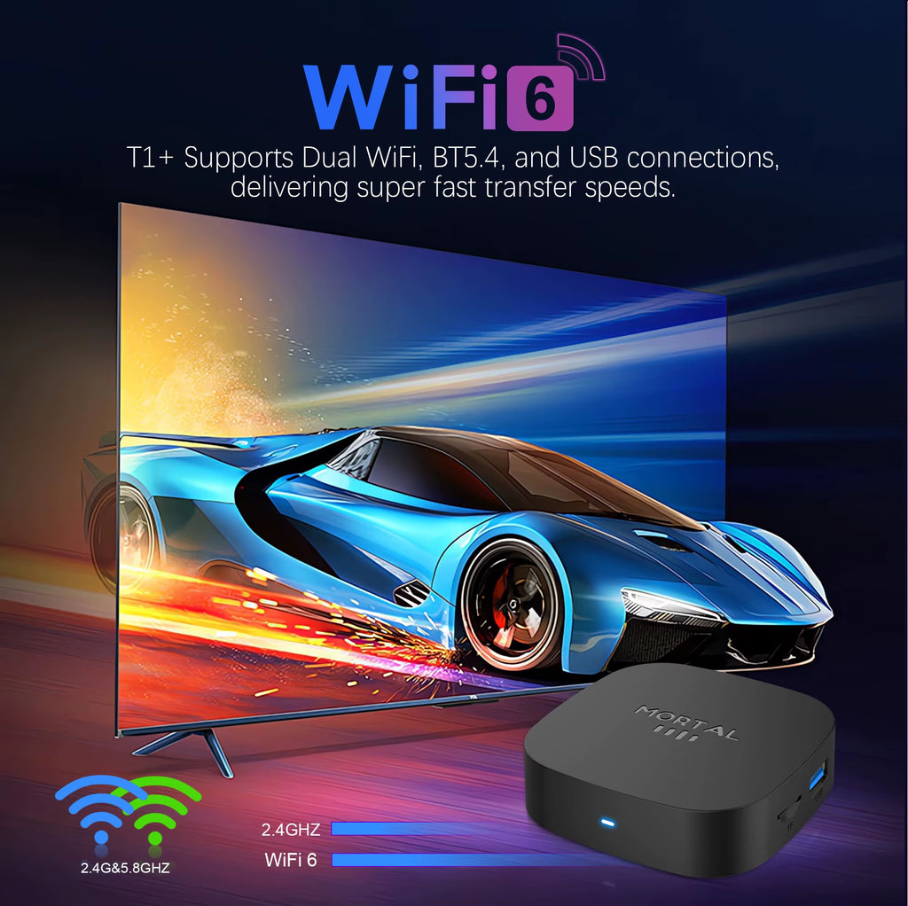 2025 New Android TV Box T1+ Rockchip RK3518 Android 16 8GB RAM 128GB ROM WiFi 6 BT 5.4 Dual UI 8K Ultra HD Smart Media Player