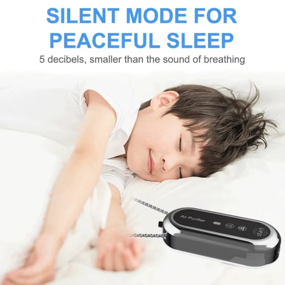 Mini Hanging Air Purifier Wearable Necklace USB Rechargeable Air Freshener Heating Cooling Negative Ions Purify Air Machine