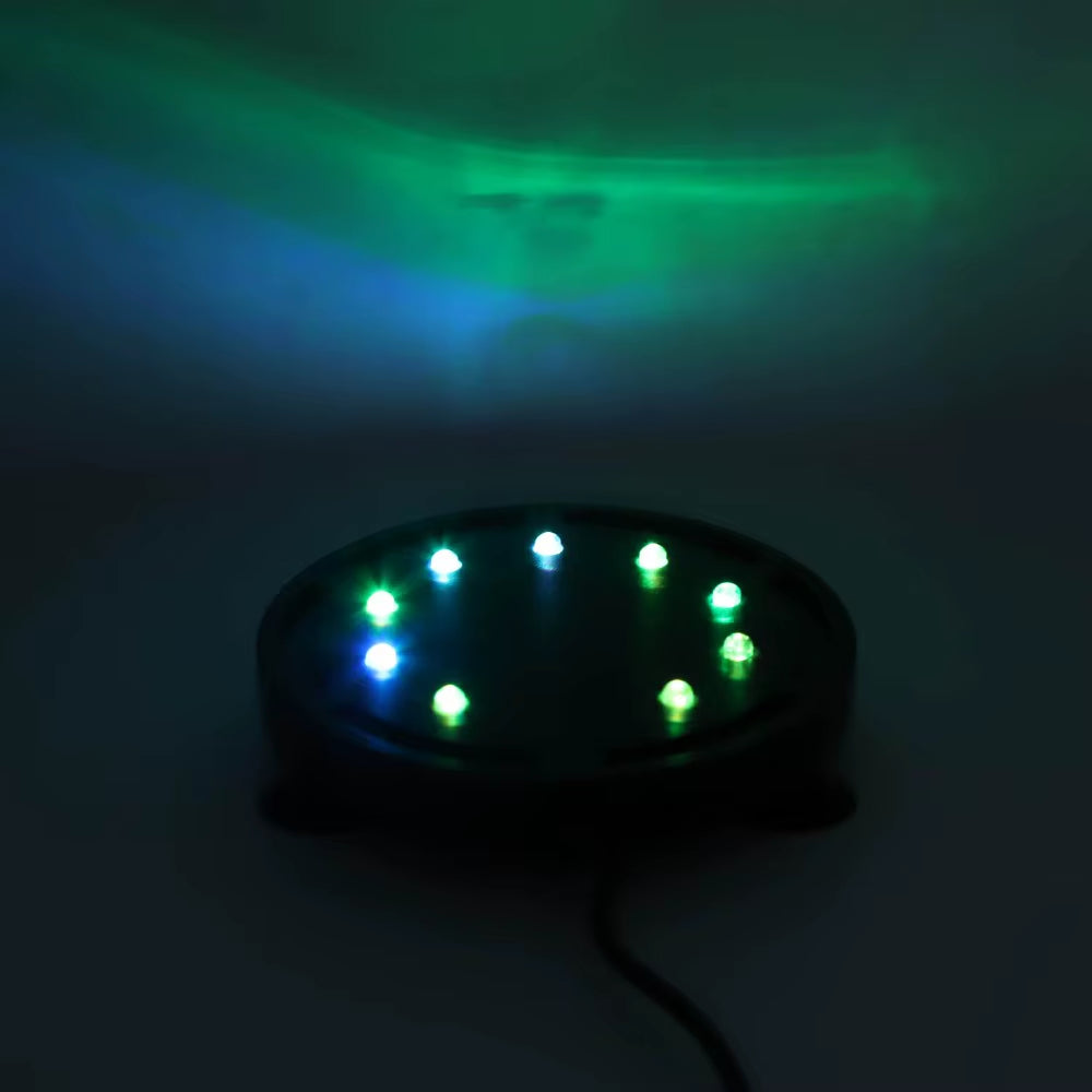 High Brightness Fish Tank Bubbler Light Submersible LED Lamp LED Aquarium Bubbler Light Disc Shape Black Aquarium Bubble Light