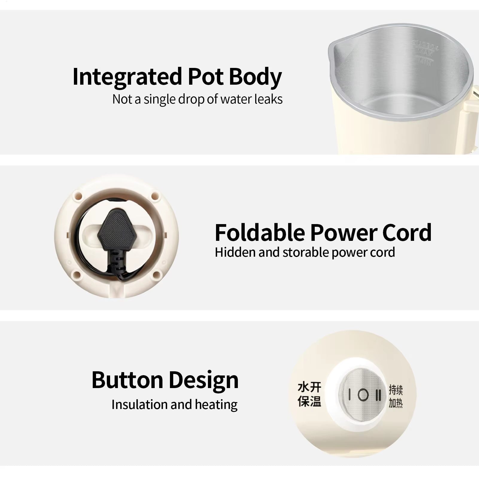 Travel Foldable Kettle 1L Folding Electric Kettles For Boiling Water Fast Boiling Machine With Steamed Egg Rack For Picnic