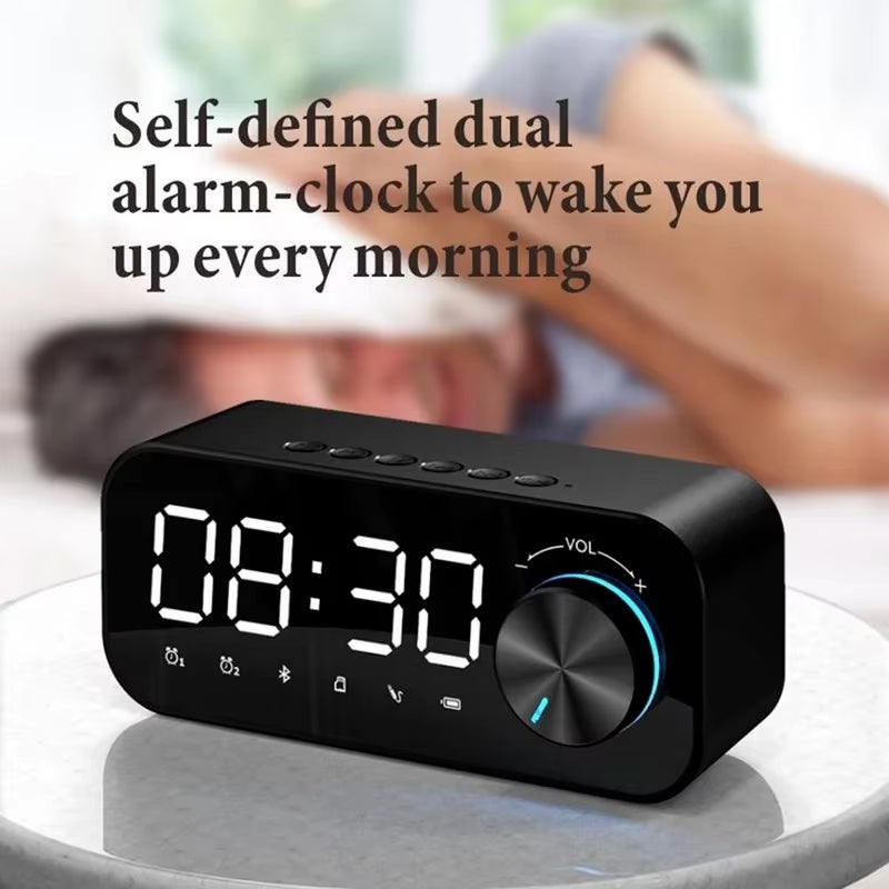Soundbar with Clock Wireless Bluetooth Speaker Led Alarm Radio Music 5.0 Speakers Portable Bass LED USB TF Card Loudspeaker