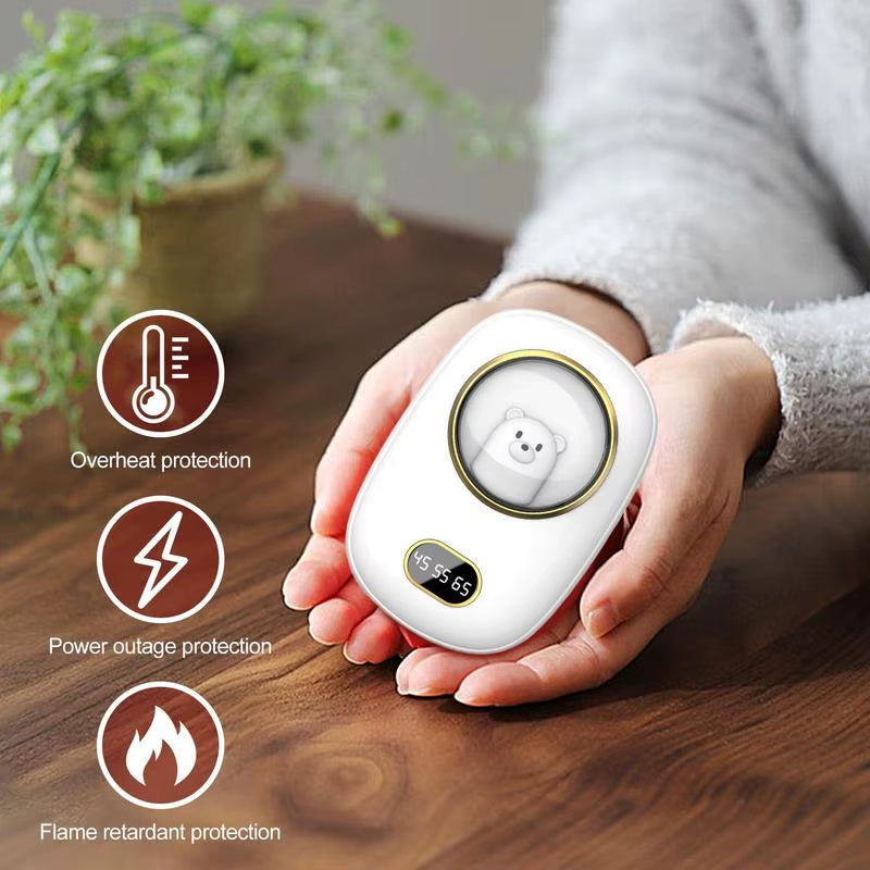 Portable Hand Warmer 10000mAh Large Capacity Electric Fast Heating Double Sided Warmth Battery Digital Display Winter Warmer