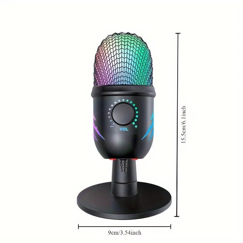 USB Microphone for Live Streaming Karaoke V5 Noise Cancelling Gaming Condenser Microphone with Mobile Phone Standphon