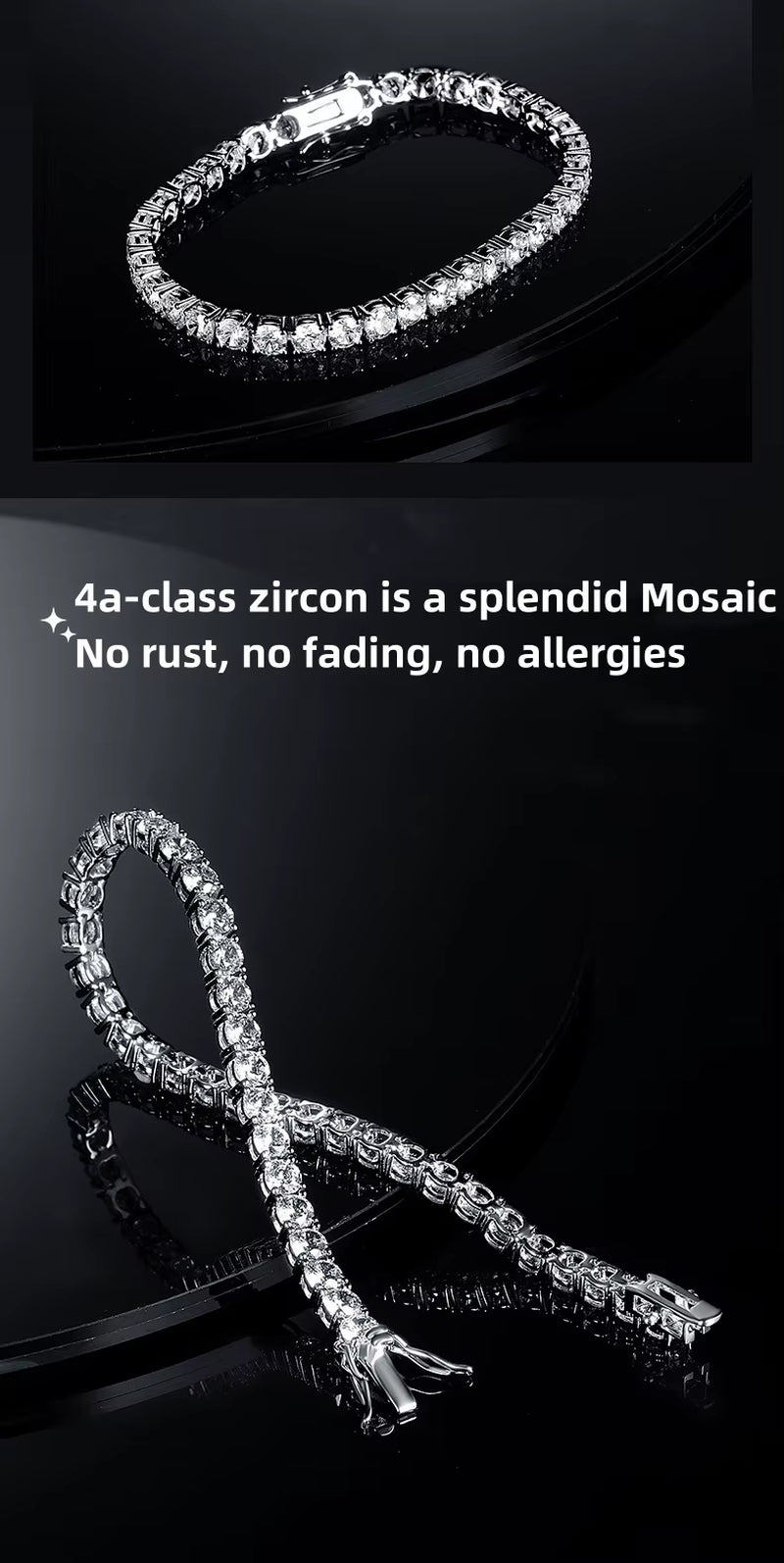 Factory price 925 silver plated 18K gold 4A grade Zircon tennis bracelet for men and women fashion personality exquisite jewelry