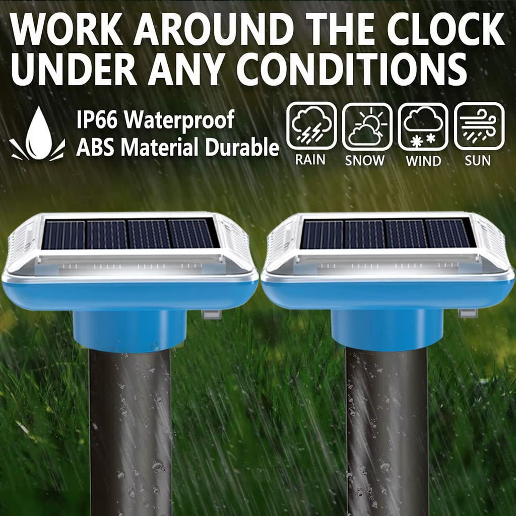 Ground animal repellent, solar-powered, vibrating and beeping repellent, suitable for garden and orchard