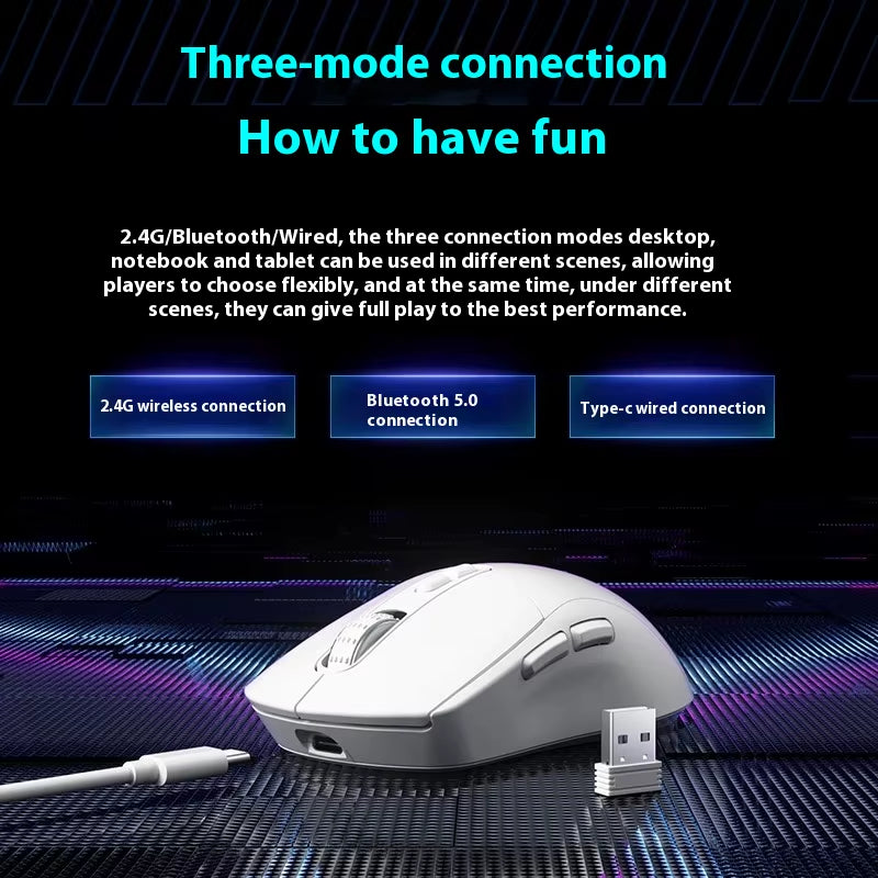 TSG809 Hollow Hole Mouse with Three Modes Wireless Ultra Light 2.4G Gaming Esports PCPAW3311 Silent Mouse Micro buttons