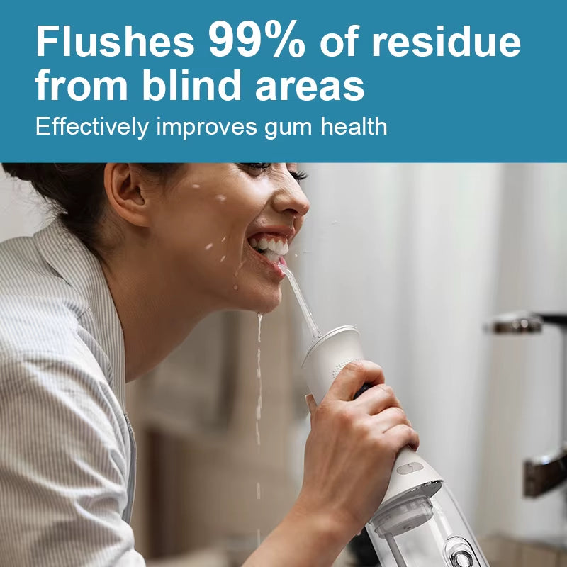 Water Dental flosser Teeth Pick- 4 Modes Cordless Oral Irrigator 300ML Portable and Rechargeable IPX7 Waterproof Powerful Batter