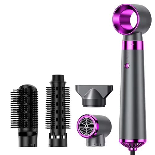 5 in 1 Multifunction Hair Dryer Hot Air Comb with Automatic Curling Rod Straightener Fast Dry Salon Tool