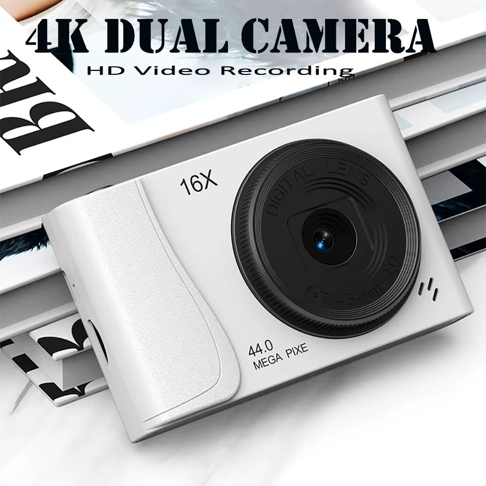 4K Digital Camera  24 Million Pixels Video Camcorder 16x Zoom Compact Cameras Auto Focus for Kids Adult Beginners Photograph