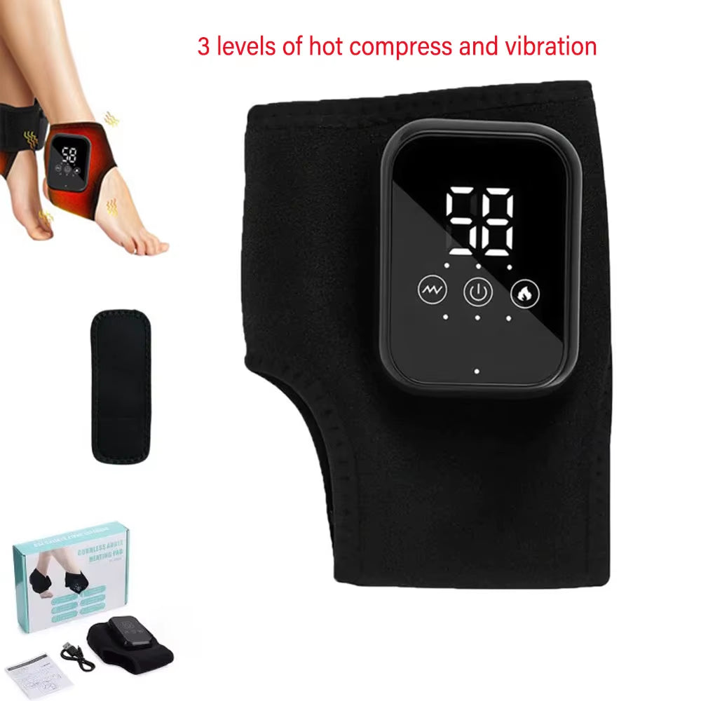 Electric Foot Ankle Massager 3 Mode Vibration 5 Level Hot Compress Massage Ankle Brace Protector Plantar Fascia Leg Muscle Relax
