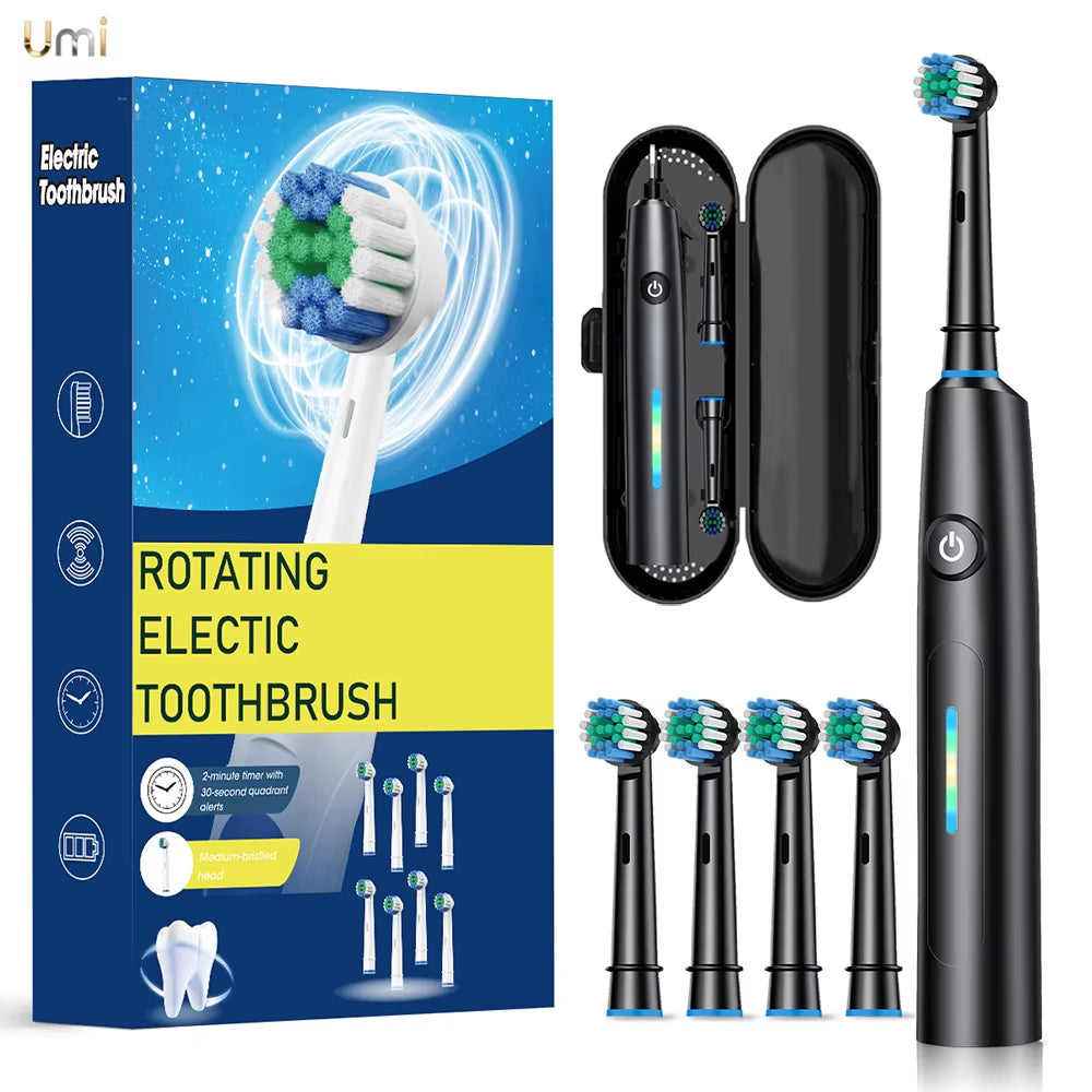 Electric Toothbrush Intelligent 5 Modes Cleaning Teeth Brush Waterproof Rotary Electric Toothbrush with 8 Brush Head