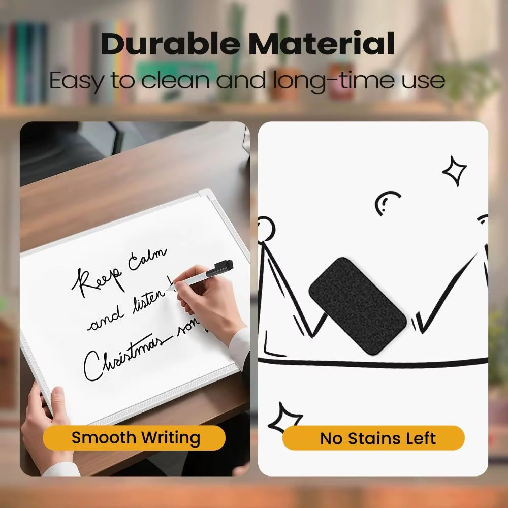 with 3 Markers & 4 Magnets Dry Erase Board Wall Mounted 16" X 12" Whiteboard Small Double-Sided Graffiti Drawing Board