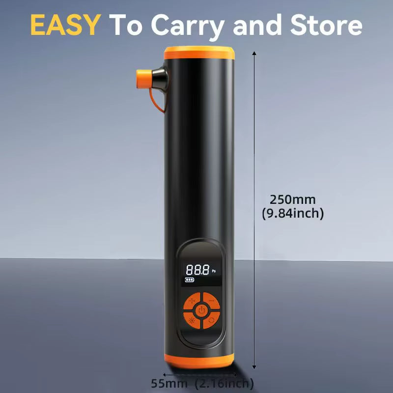 Portable Tire Air Compressor 150 PSI Cordless Bike Pump for Car Motorcycle Bicycle with Pressure Gauge LED Light and Car Accesso