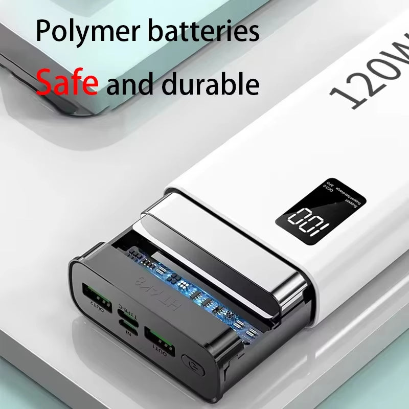 120W Super Fast Power Bank 20000mAh Charging Large Capacity Battery Charging Portable Powerbank For Samsung Huawei