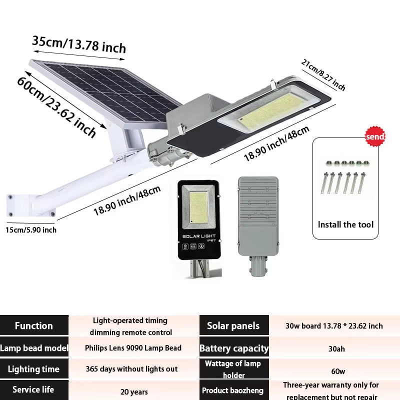 RUISENZHUO Powerful Solar Road Light,Outdoor Solar Street Lamp,Waterproof Automatic Dusk to Dawn Street Light,For Garage Garden