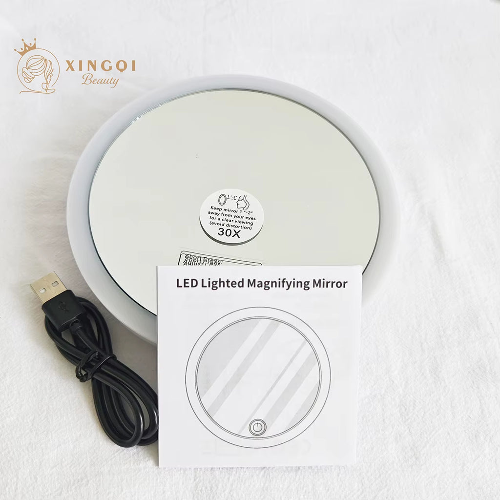 6"led mirror makeup vanity magnifying 5x 10x 20x 30x makeup led daylight mirror three lights home round lighted vanity mirror