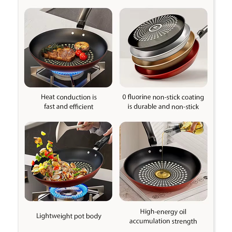New Crystal Diamond Non-Stick Pan Multi-functional Frying Pan Iron Easy to Clean Kitchen Cookware Gas Induction Cooker