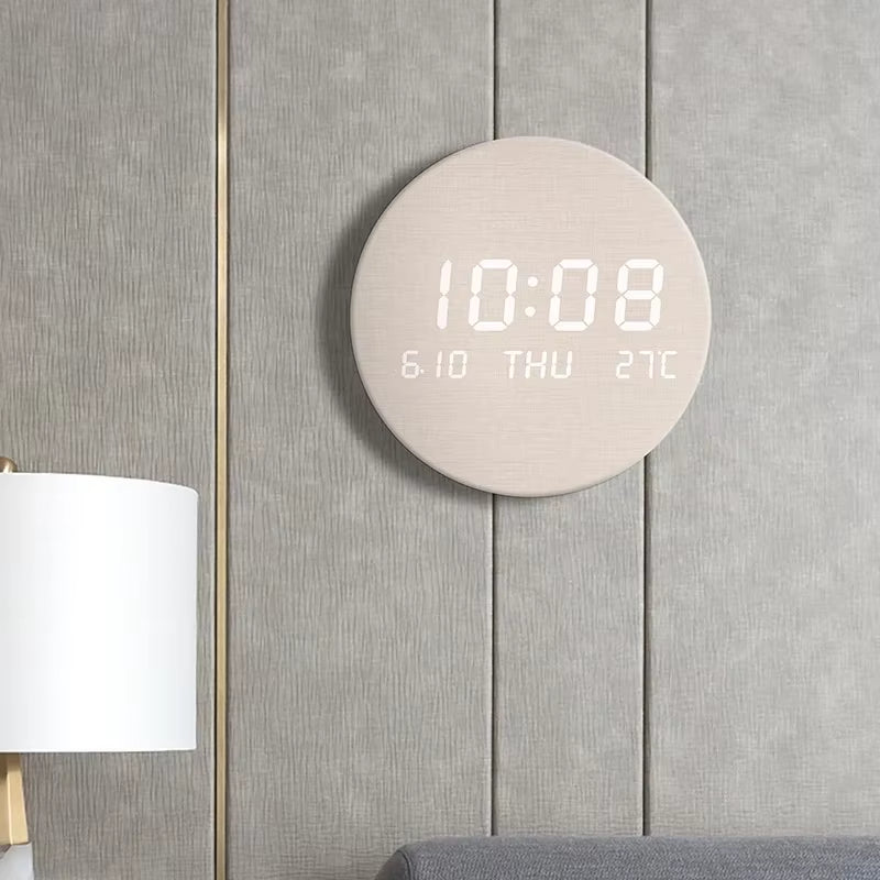 Simple Digital Wall Clock Temp Date Multi-function Display Large Screen LED Mute Clock Home Decor Living Room Decorative Clock